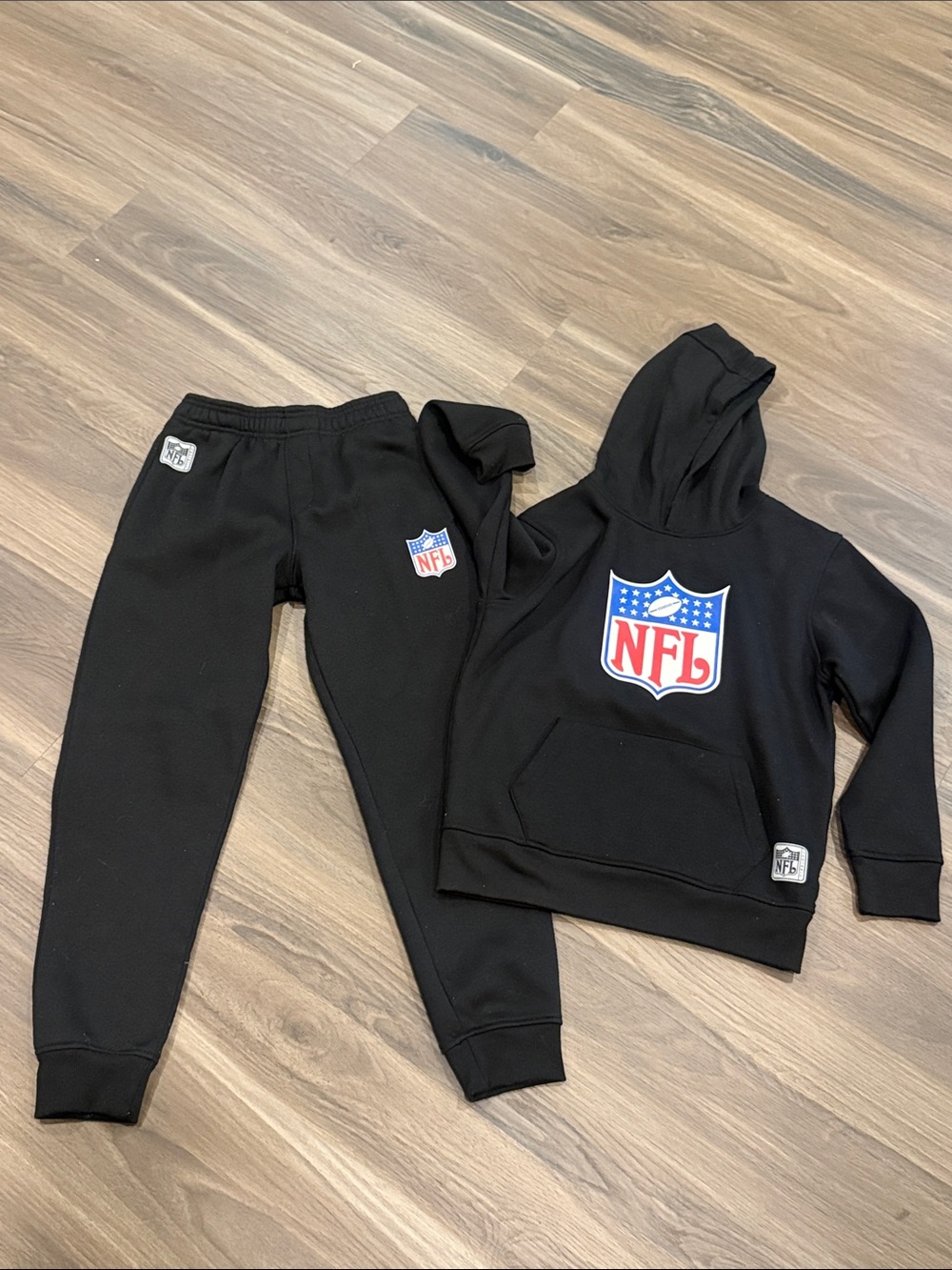 NFL Kids Black Hoodie and Joggers Set with Shield Logo